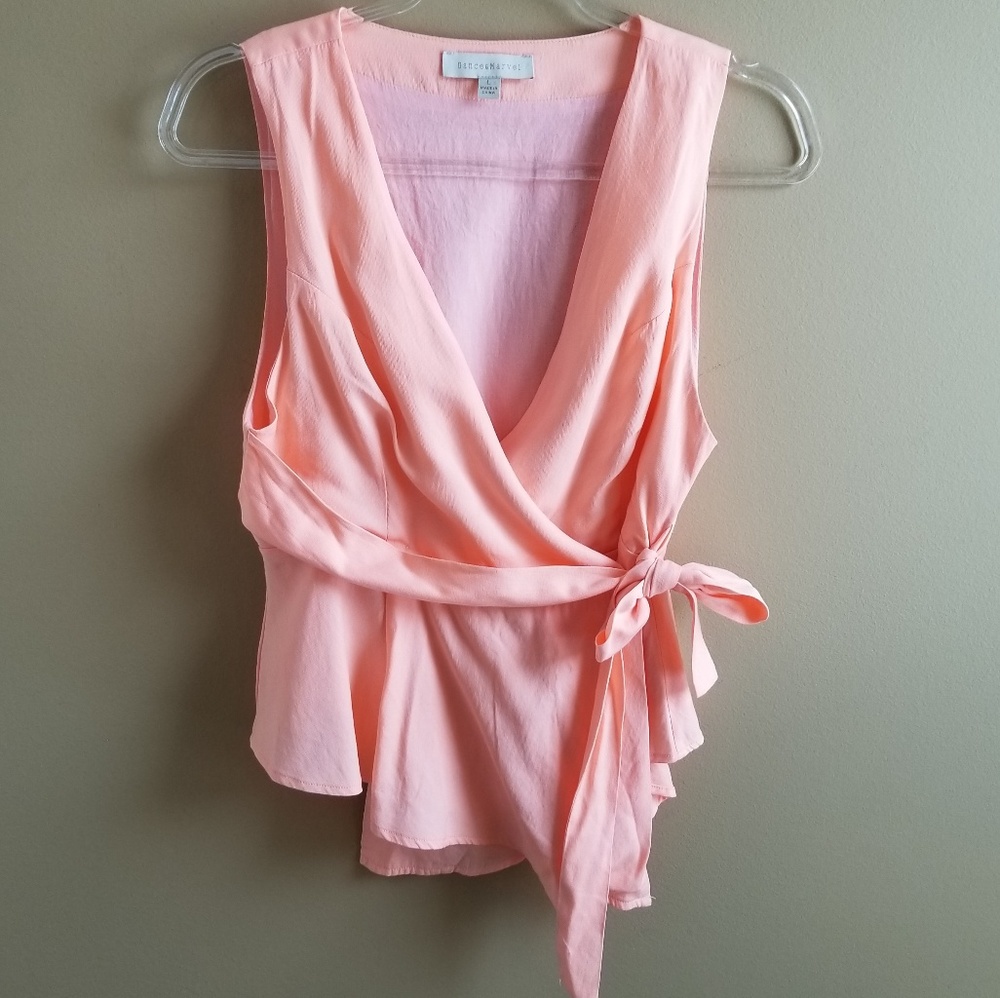 Dance & Marvel Coral Peplum Wrap Top, Large